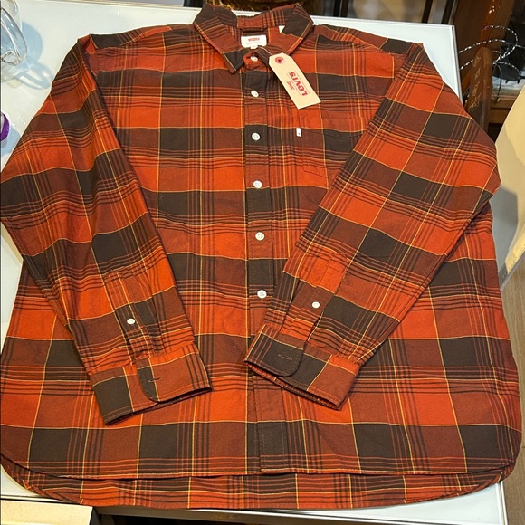 Levi's Men's Casual Plaid Shirt - Red and Black - Picture 1 of 12